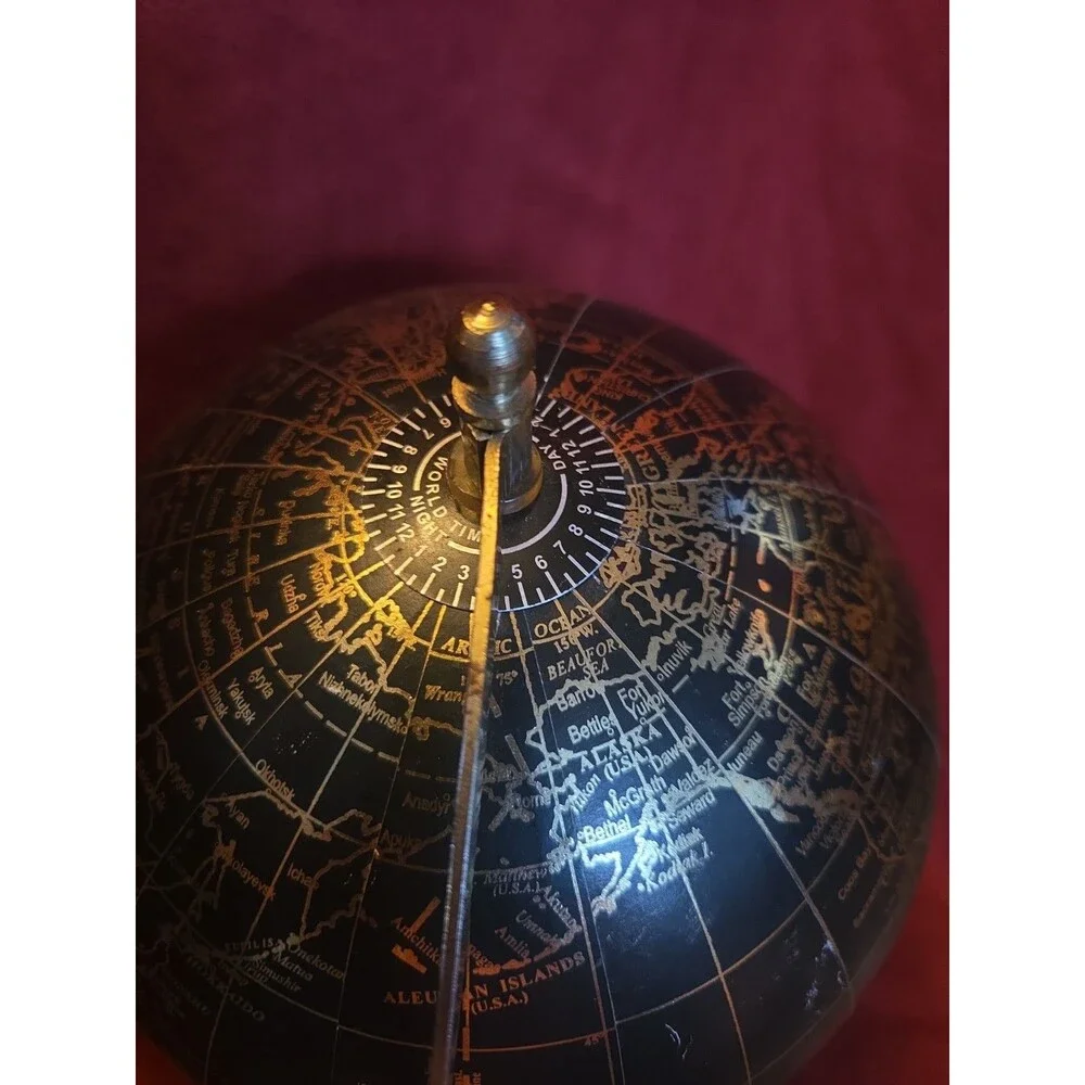 Better Homes & Gardens Black Gold Desk Globe World Map Decorative Accent